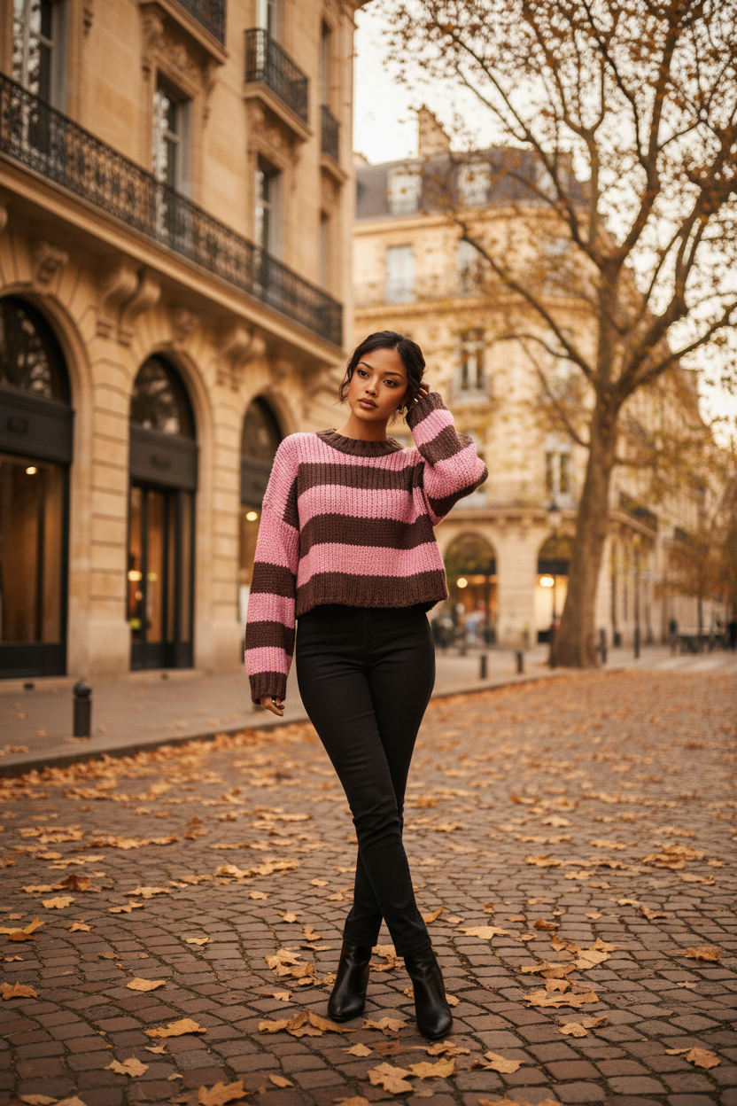 HYFVE Cropped Striped Sweater - New Never Worn