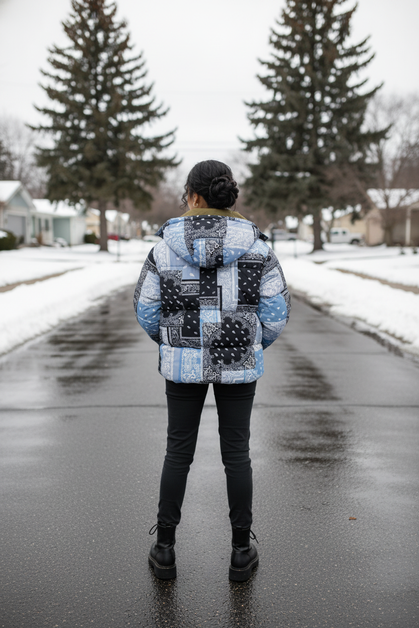 fab'rik Patchwork Puffer Jacket - New With Tags