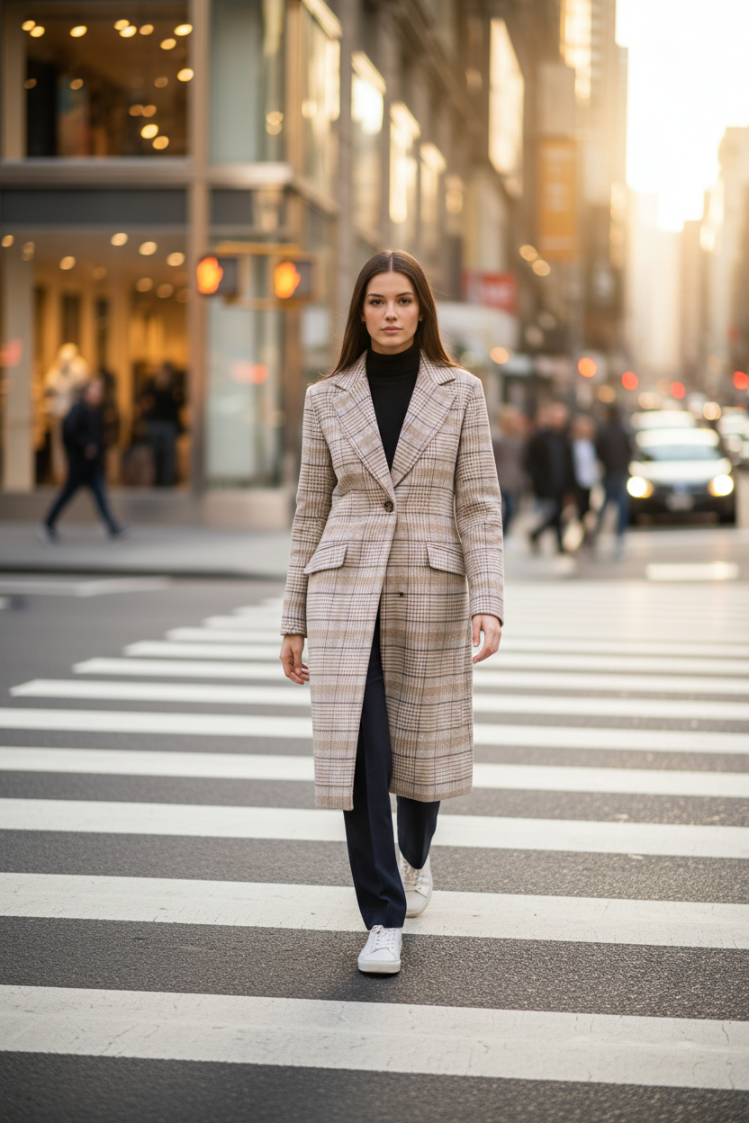 fab'rik Plaid Long Coat - New Never Worn