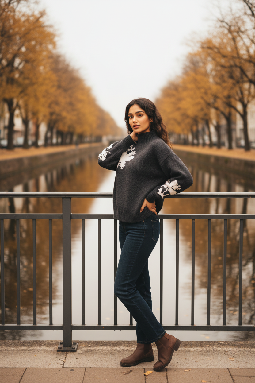 fab'rik Floral Crewneck Pullover Sweater - New With Tags