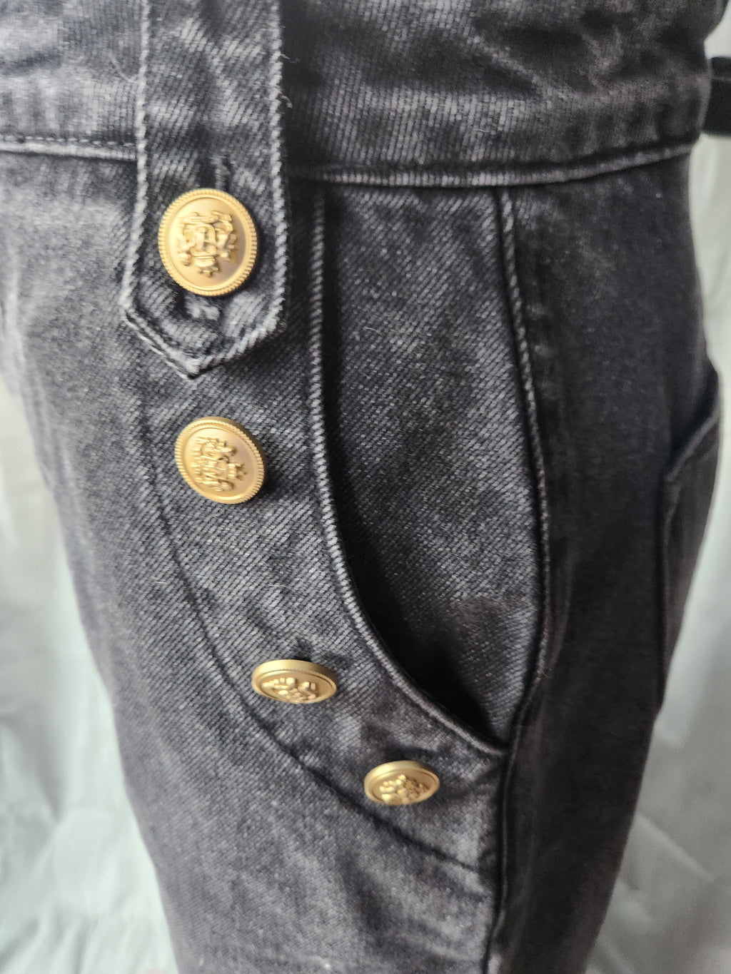 FreeMarket Gold Button Embellished Wide Leg Flare Jeans - New Never Worn