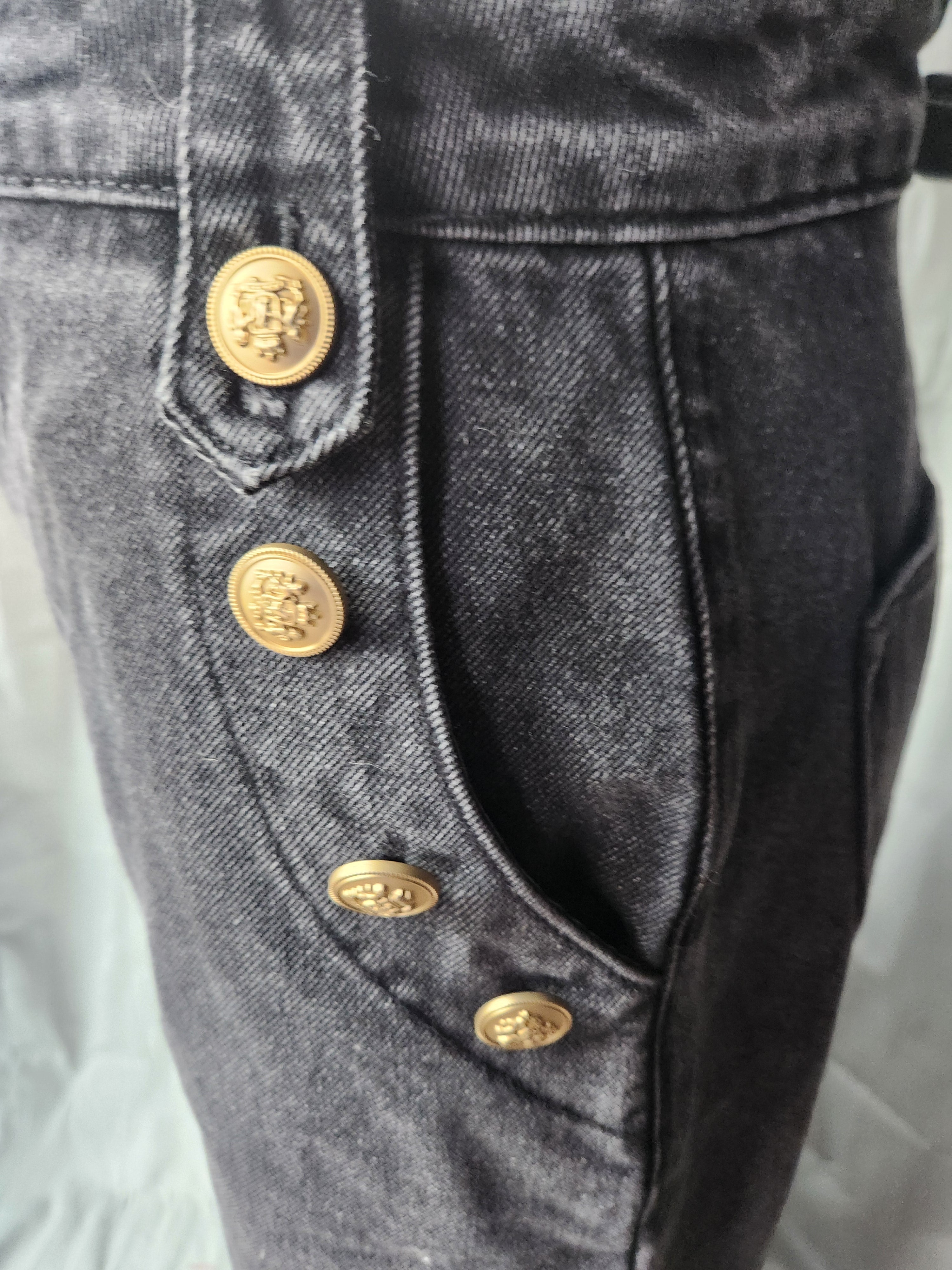 Free Market Gold Button Embellished Wide Leg Flare Jeans - New Never Worn