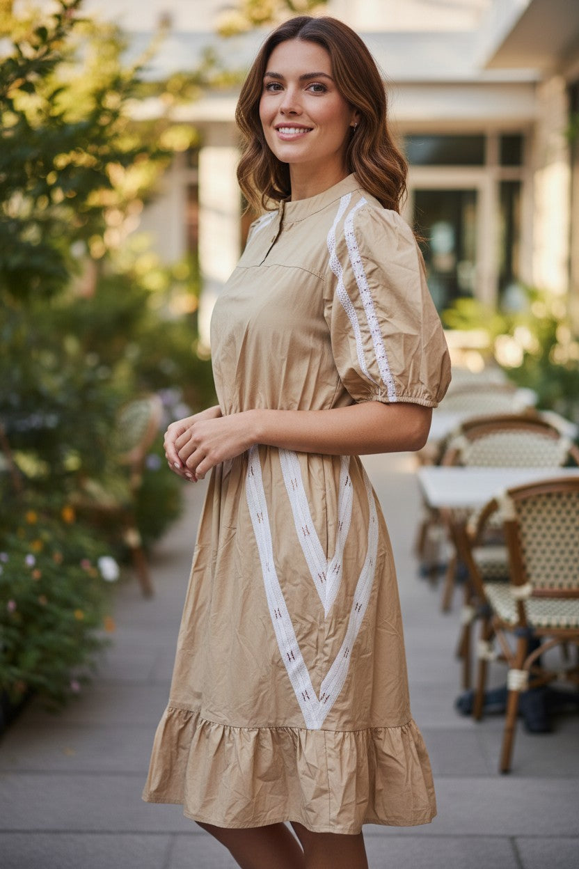Fab'rik Paige Lace Trim Detail Midi Dress