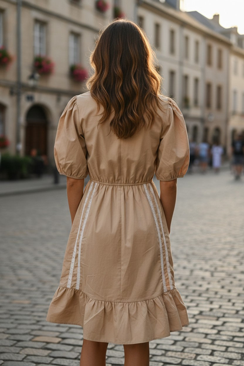 Fab'rik Paige Lace Trim Detail Midi Dress